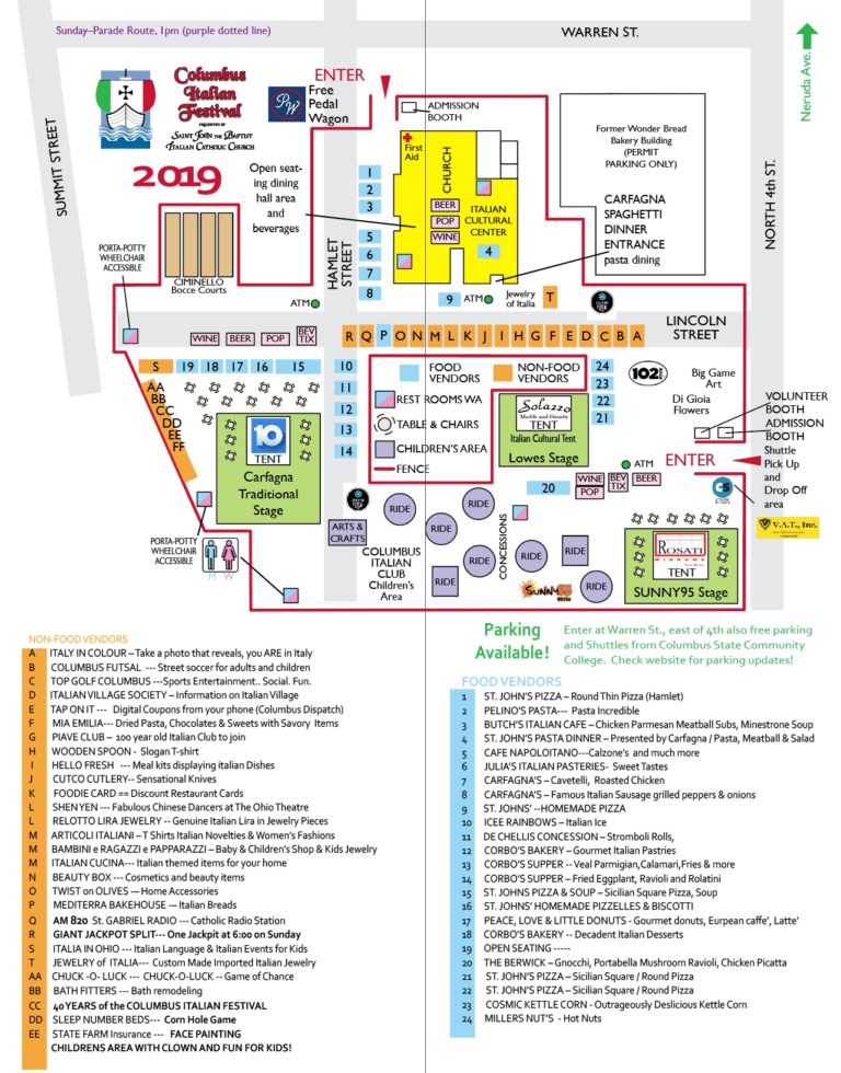 Festival Map The Columbus Italian Festival